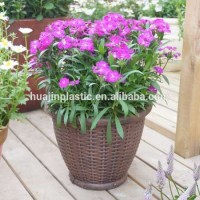 Plastic rattan flower pot, plastic plant pot holder, plant wicker pot